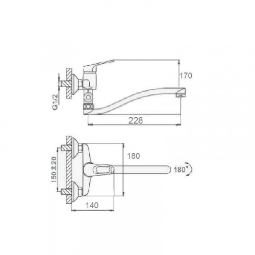 Смеситель для ванны D-Lin D140359 универсальный цвет  Хром