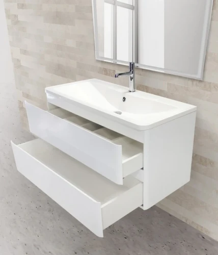 Тумба под раковину BelBagno ALBANO-1000-2C-SO-BL подвесная Bianco Lucido МДФ / ЛДСП