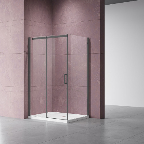 Душевой уголок Vincea Dice 120x90 VSR-4D9012CLGM профиль Вороненая сталь стекло прозрачное