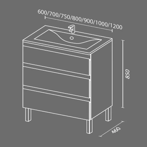 Тумба с раковиной SanVit Авеню-3 100 kavenu3100w Белая глянцевая МДФ / ЛДСП