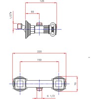 Смеситель для душа Cezares Olimp OLIMP-DS-03/24-M Золото 24 карат латунь на стену