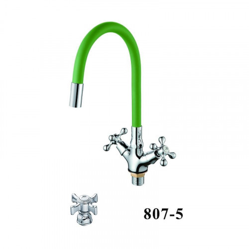 Смеситель для кухни D-Lin D153807-5 цвет  Хром  Зеленый