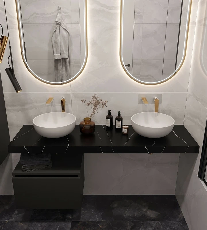 Столешница под раковину Boheme Armadi Art Flat 160 869-160-NM Черный мрамор искусственный камень (литьевой мрамор)