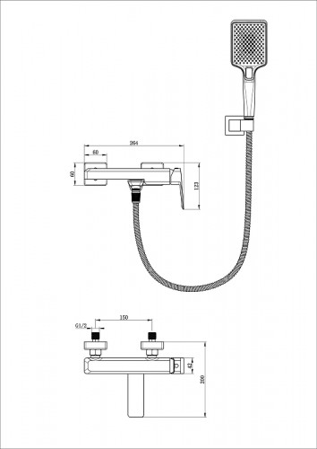 Смеситель для ванны Wonzon &amp; Woghand Diamond WW-88639011-CR цвет Хром
