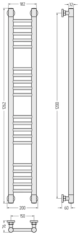 Водяной полотенцесушитель Сунержа Богема+ прямая 120x15 15-0220-1215 цвет Тёмный титан муар