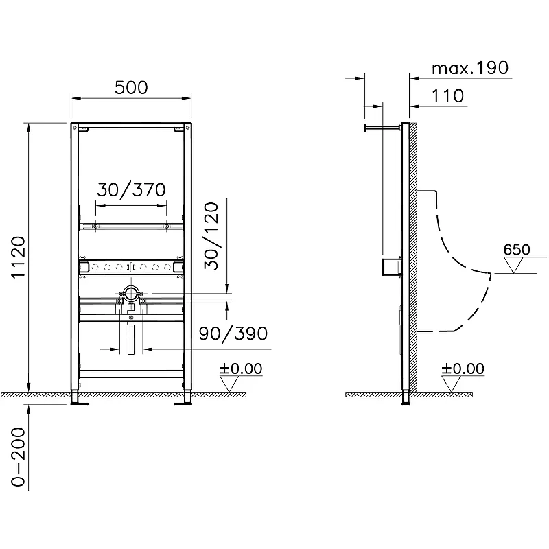 Инсталляция Vitra Frame 880-3800 для писсуара Синяя нержавеющая сталь