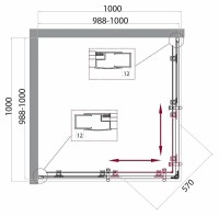 Душевой уголок BelBagno Uno 100х100 UNO-195-A-2-100-C-NERO профиль Черный матовый стекло прозрачное