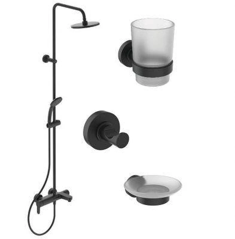 Душевая система Ideal Standard Cerafine O BL749S1 со смесителем для раковины и аксессуарами для ванной цвет Silk Black / Черный шелк