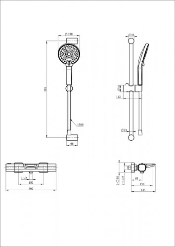 Смеситель для ванны Wonzon &amp; Woghand WW-C2017-A-BGG с термостатом цвет Темный графит