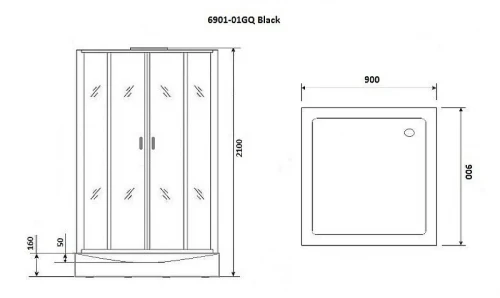 Душевая кабина Niagara Premium 90x90 NG-6901-01GQ Black с гидромассажем