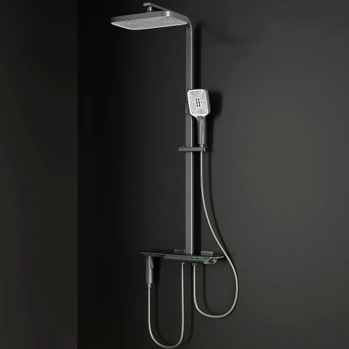 Душевая система RGW Shower Panels SP-35Gr 51140135-11 с термостатом Серая латунь на стену