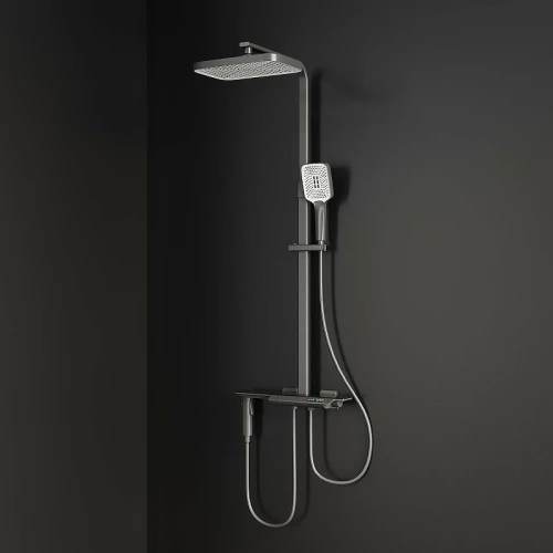 Душевая система RGW Shower Panels SP-35Gr 51140135-11 с термостатом Серая латунь на стену