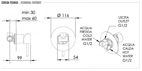 Смеситель для душа Remer X Style X30LDO цвет Золото глянцевое