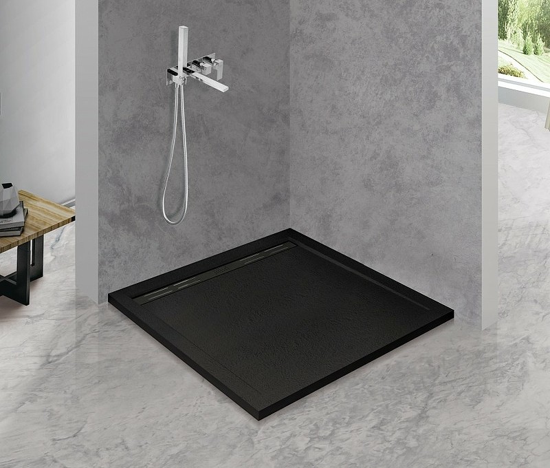 Душевой поддон из искусственного камня Cezares Tray AS 90x90 TRAY-AS-A-90-30-NERO Черный матовый