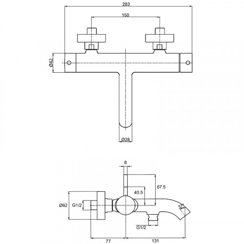 Смеситель для ванны AQUAme Siena AQM6212MB Черный матовый латунь на стену