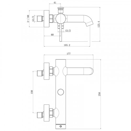 Смеситель для ванны Royce Ozzy RCM-120403CR Хром латунь на стену