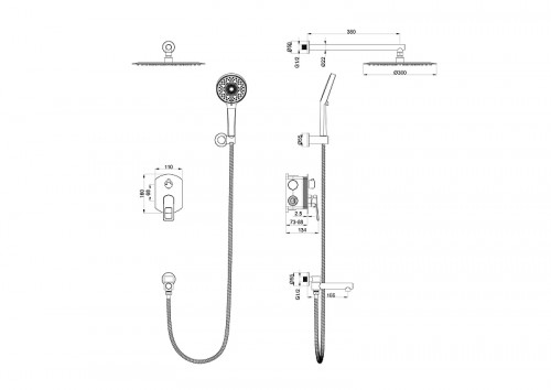 Душевая система Wonzon &amp; Woghand Frame WW-88939010-BG цвет Брашированное золото