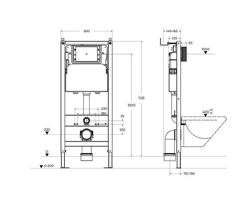 Инсталляция BelBagno BB-101-M-BC с клавишей смыва цвет Белый глянцевый