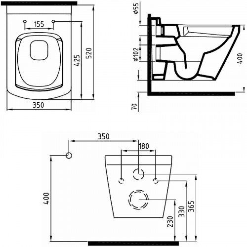 Унитаз биде Bien Neptun NPKA052N1VP1W5000 подвесной с сиденьем Микролифт фарфор подвесной