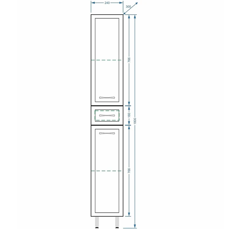 Шкаф пенал Stella Polar Концепт 24 SP-00000143 Белый