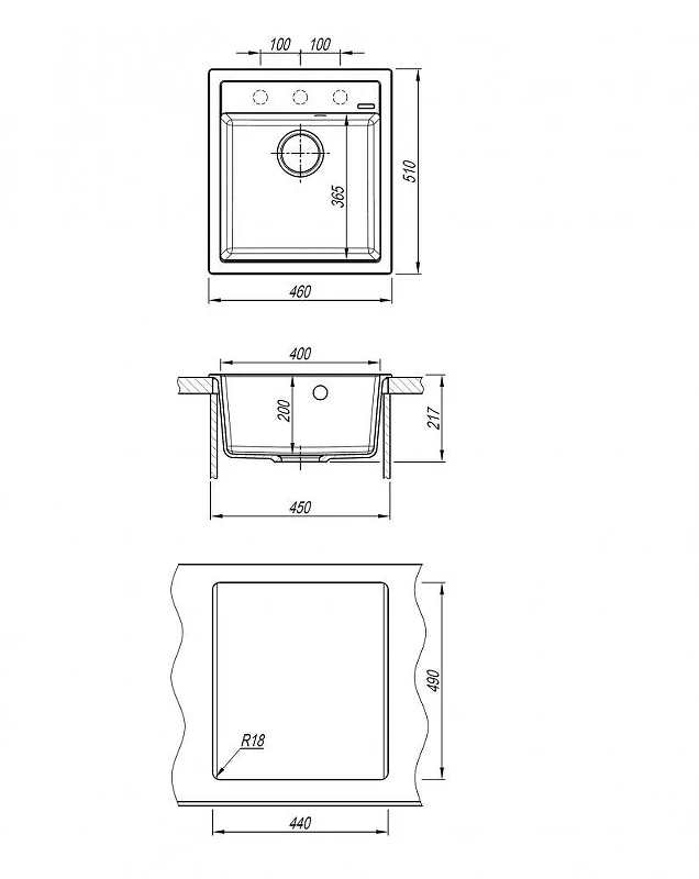 Кухонная мойка Abber Quarz 46 AQ2901B цвет Черный