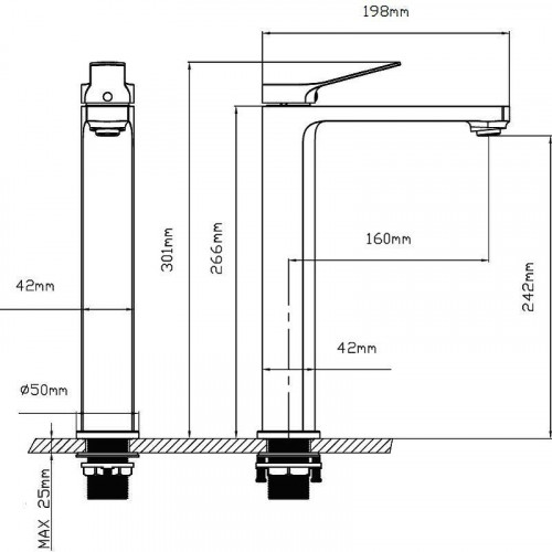 Смеситель для раковины Vincea Arco VBF-4AR02GM Вороненая сталь латунь