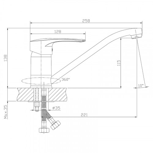 Смеситель для кухни Rossinka T40-21 Хром