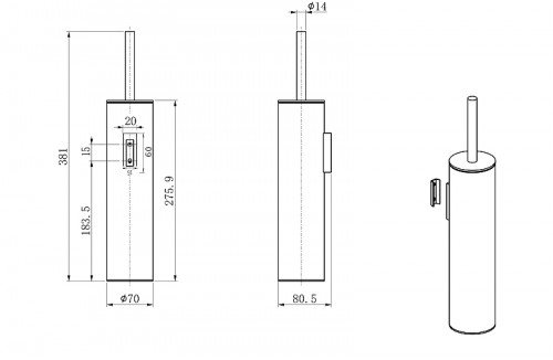Ершик для унитаза Wonzon & Woghand WW-V4601-MB цвет Черный матовый