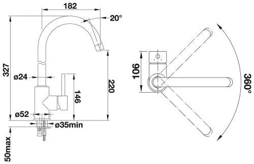 Смеситель для кухни Blanco Mida 524201 Хром латунь