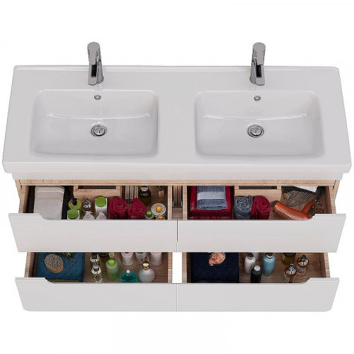 Тумба под раковину Lemark Olivia 125 LM08OL125T подвесная Белый глянец Дуб Кантри