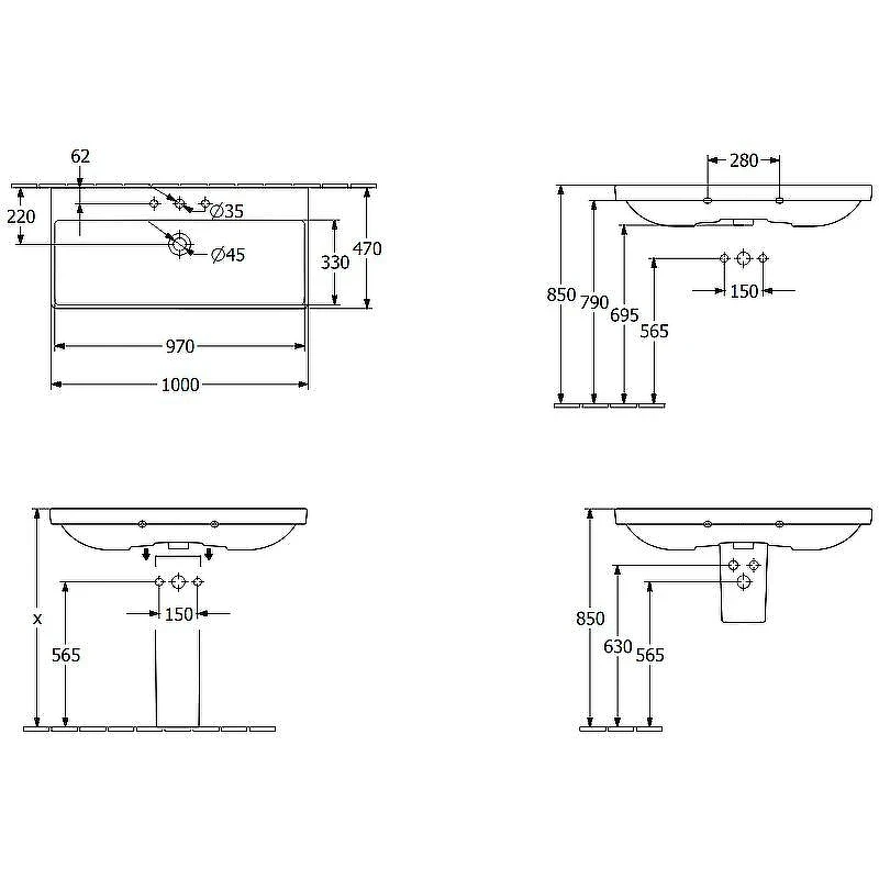 Раковина Villeroy&Boch Avento 100 4156A501 Альпийский белый