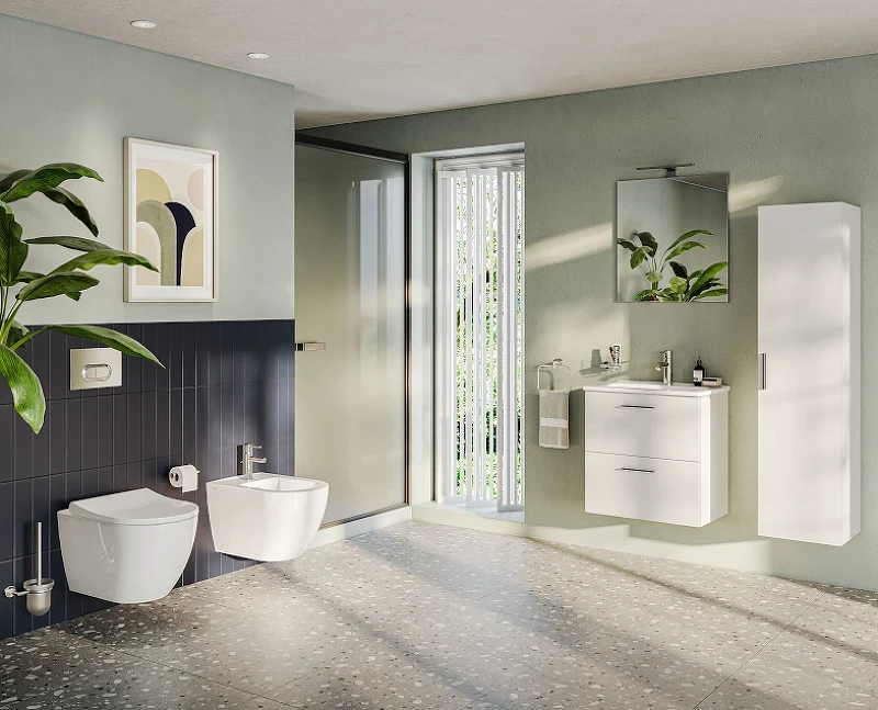 Комплект унитаза с инсталляцией Vitra Mia Round 9873B003-7201 с сиденьем Микролифт и клавишей смыва Хром глянцевый фарфор подвесной