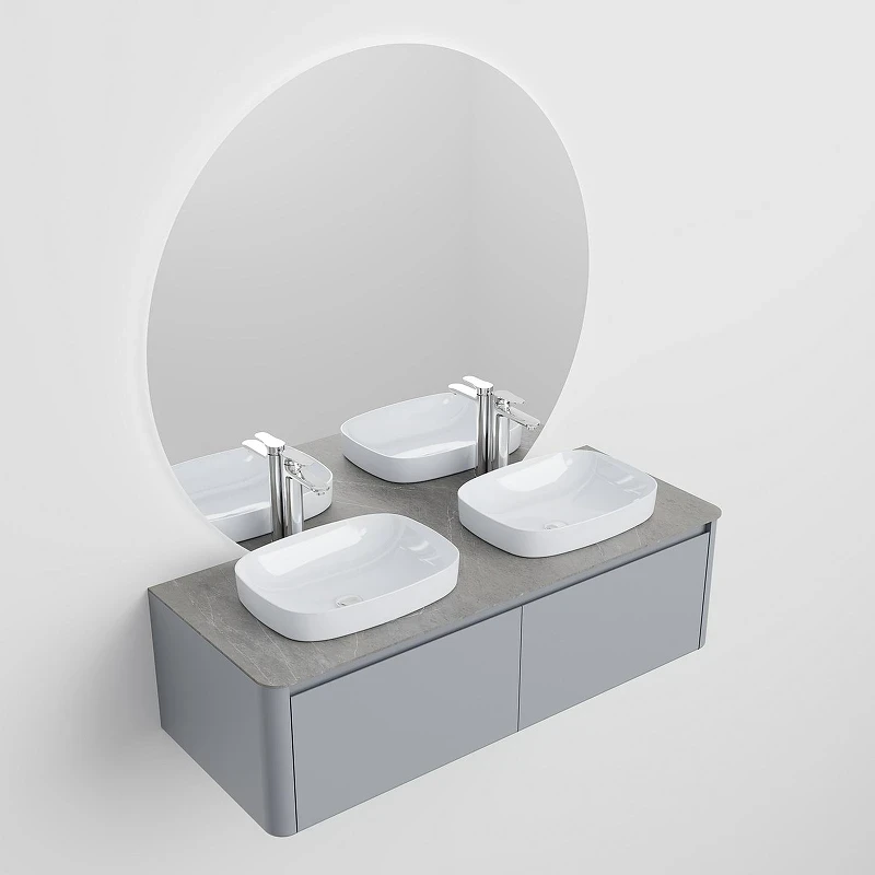 Тумба с раковиной Black&White Universe U915.1400-2 140 9151400-2 цвет Glossy light grey