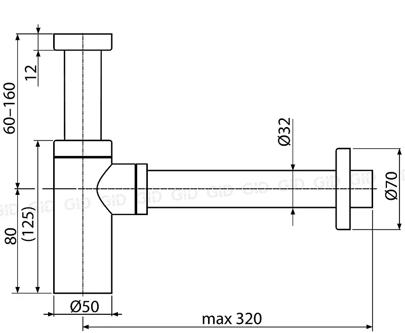 Сифон для раковины Gid Minucia G-64GD 75506S цвет Золото
