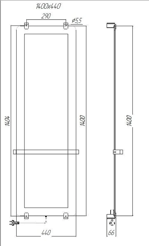 Электрический полотенцесушитель Allen Brau Infinity 140x44 00288921 цвет Серебро