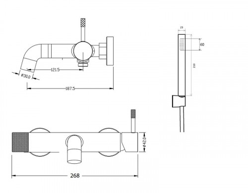 Смеситель для ванны Boheme Uno 463-CB цвет Брашированная медь