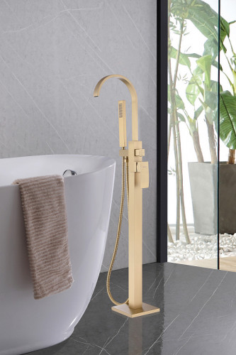 Смеситель для ванны Abber Wasserfall AF8615G Золото матовое латунь на пол