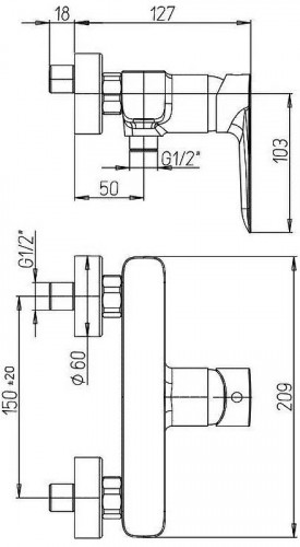 Смеситель для душа Paini Nove 09CR511 Хром