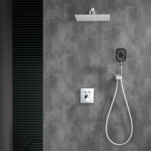 Душевая система Black&White Gravity GH-9101-C 9025GM с термостатом цвет Хром