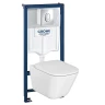 Унитаз с инсталляцией Grohe Rapid SL 38721001R2 цвет Белый с сиденьем Микролифт и клавишей смыва цвет Хром глянцевый