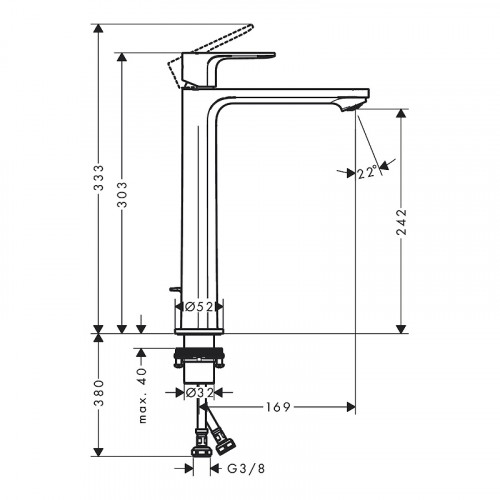 Смеситель для раковины Hansgrohe Rebris E 72581670 Черный матовый латунь