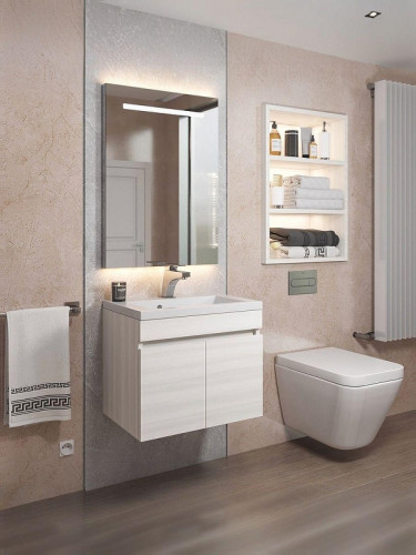 Тумба с раковиной Uperwood Eva 50 3930313466 подвесная цвет Дуб Харбор белый