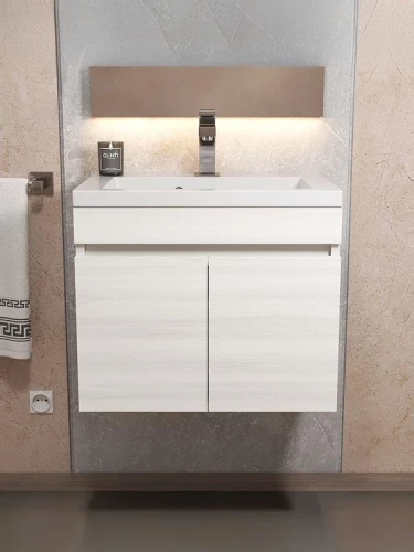 Тумба с раковиной Uperwood Eva 50 3930313466 подвесная цвет Дуб Харбор белый