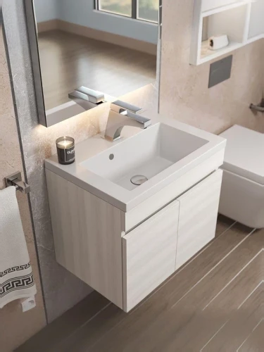 Тумба с раковиной Uperwood Eva 50 3930313466 подвесная цвет Дуб Харбор белый