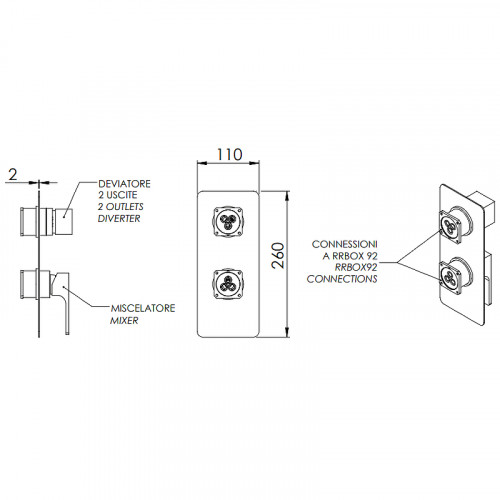 Смеситель для душа Remer Absolute AU92KBDO Золото латунь встраиваемый