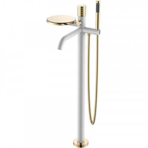 Смеситель для ванны Boheme Stick 129-WG Белый матовый Золото латунь на пол