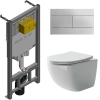 Комплект унитаза Ceramicanova Forma CN3009 с сиденьем Микролифт и инсталляцией Jacob Delafon E29025-NF+E4316-CP с клавишей смыва Хром фарфор подвесной