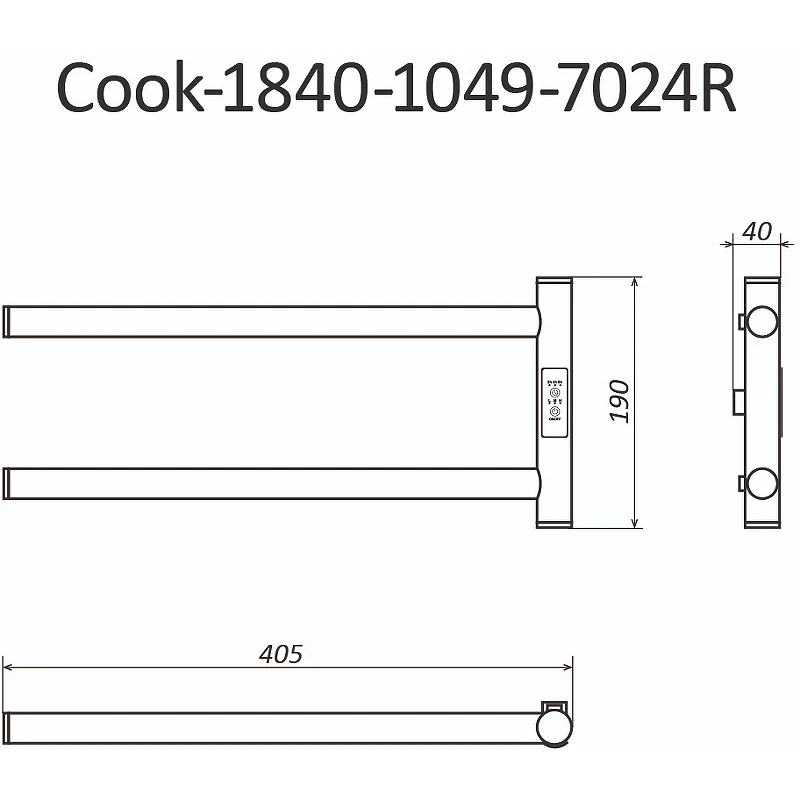 Электрический полотенцесушитель Маргроид Cook 190х110 Cook-1840-1049-7024R правый Графитовый серый нержавеющая сталь