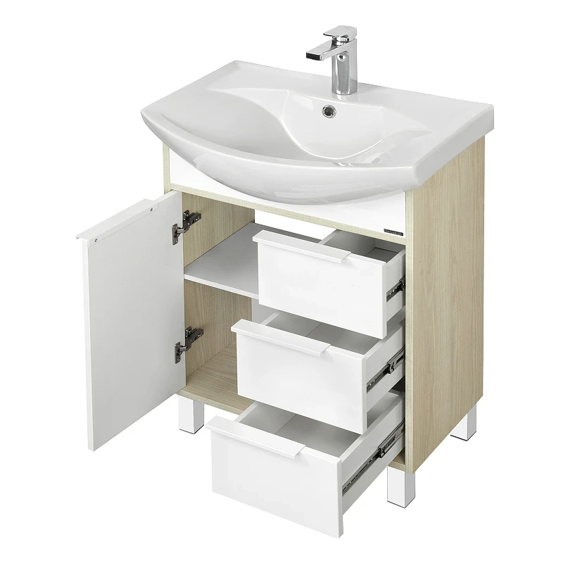 Тумба под раковину Aquaton Рико 60 1A213301RIB90 Белый Ясень фабрик МДФ / ЛДСП
