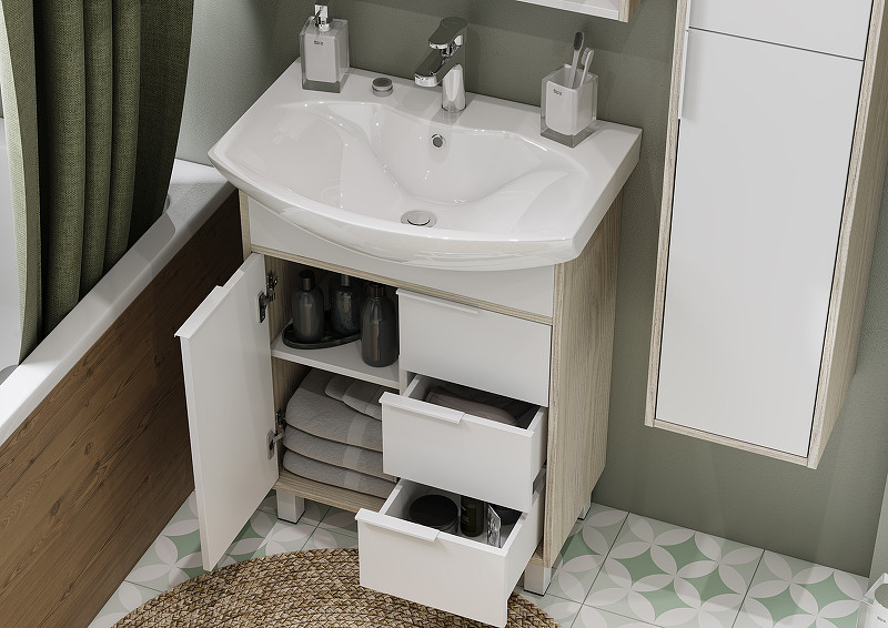 Тумба под раковину Aquaton Рико 60 1A213301RIB90 Белый Ясень фабрик МДФ / ЛДСП